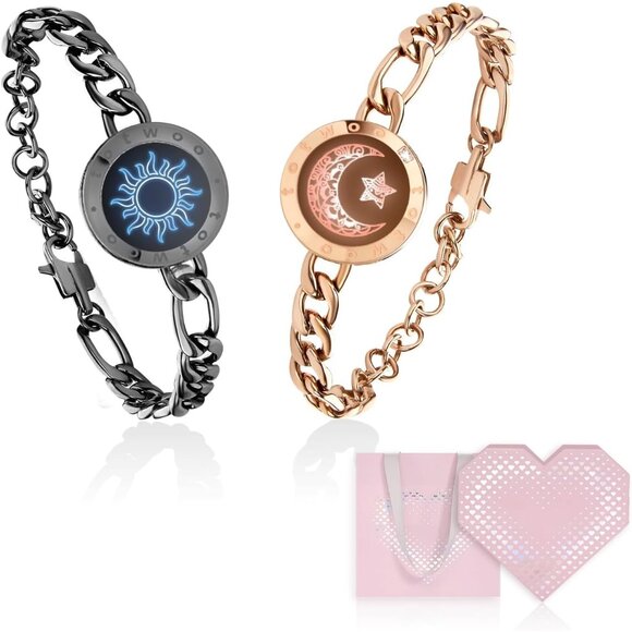 Long Distance Touch Bracelets for Couples Smart Light & Vibration Love Jewelry